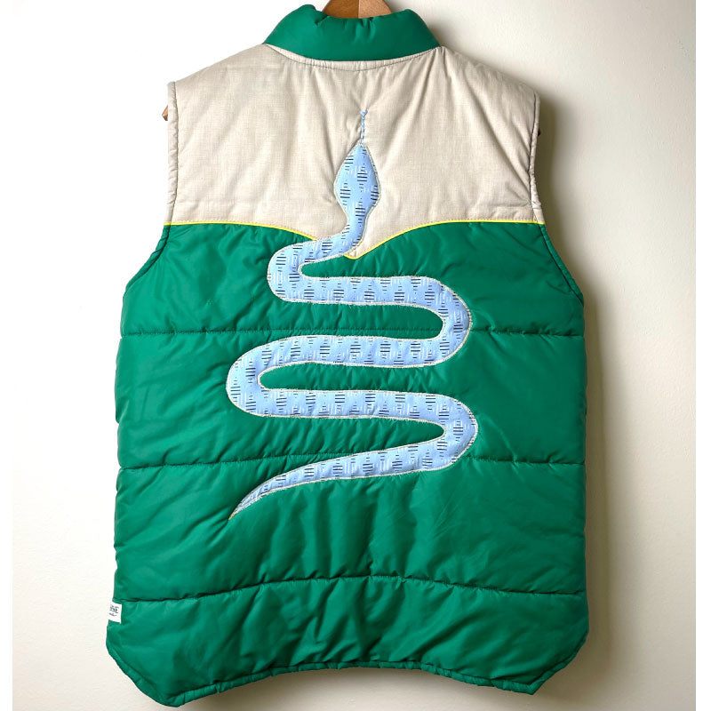 tan and kelly green vest - one of a kind