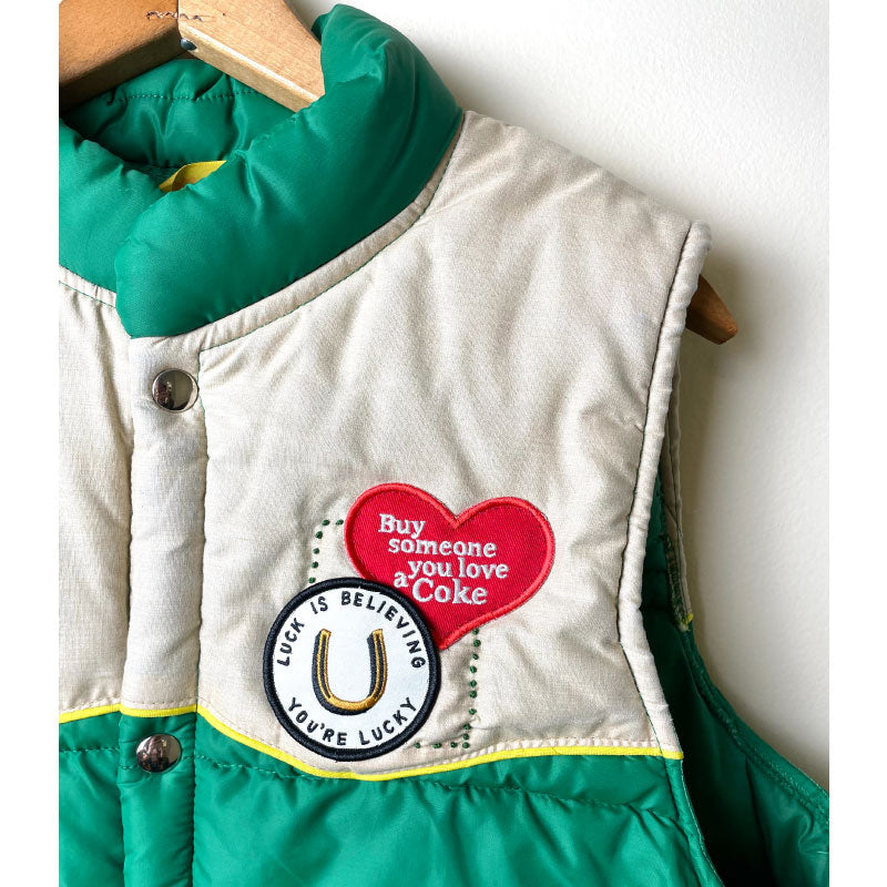 tan and kelly green vest - one of a kind