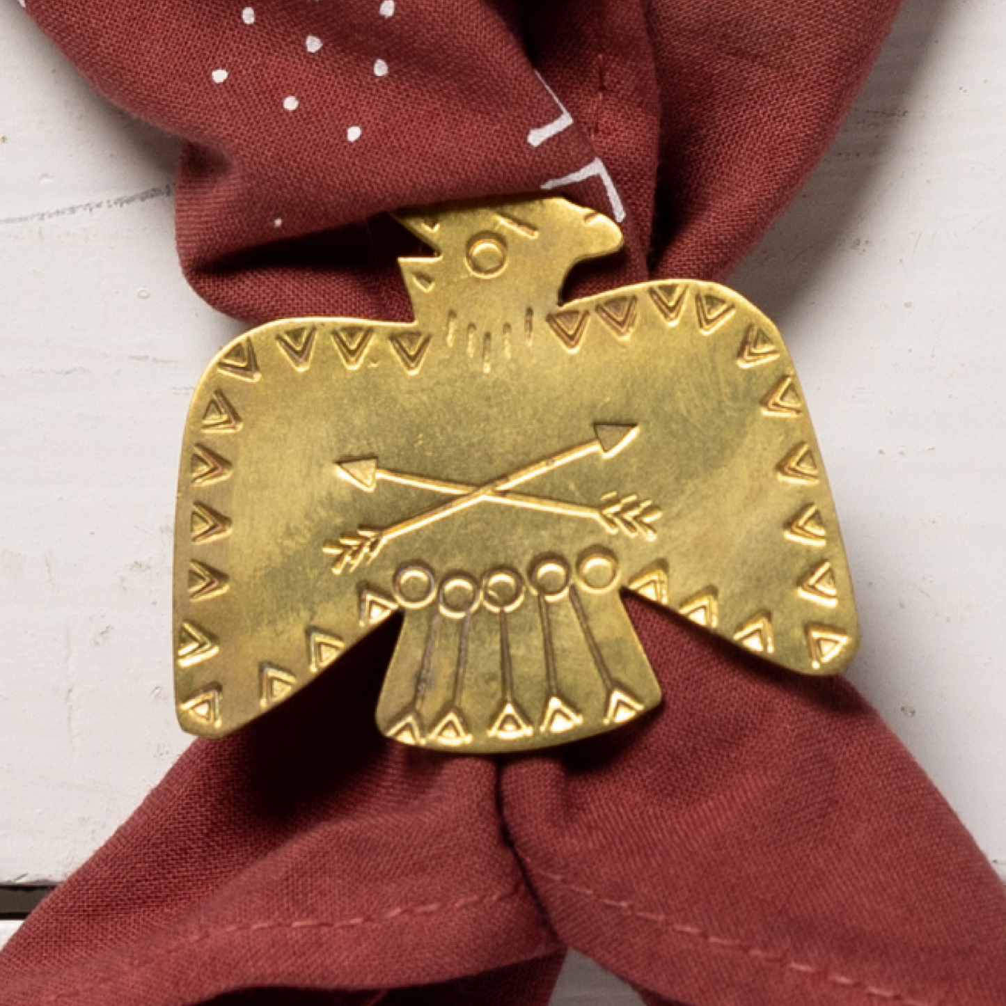 large brass thunderbird bandana slide