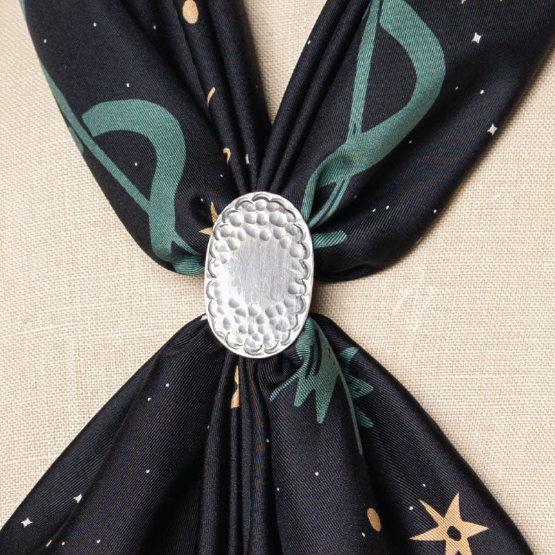 oval scalloped silver slide