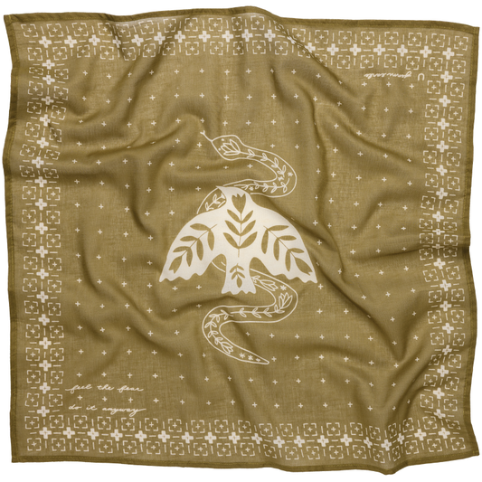 'feel the fear' voile bandana - vintage army