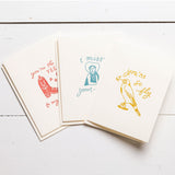 boxed set of 6 letterpress greeting cards