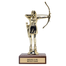 Gold archery trophy with a humorous inscription on a white background