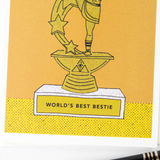 world's best bestie trophy greeting card