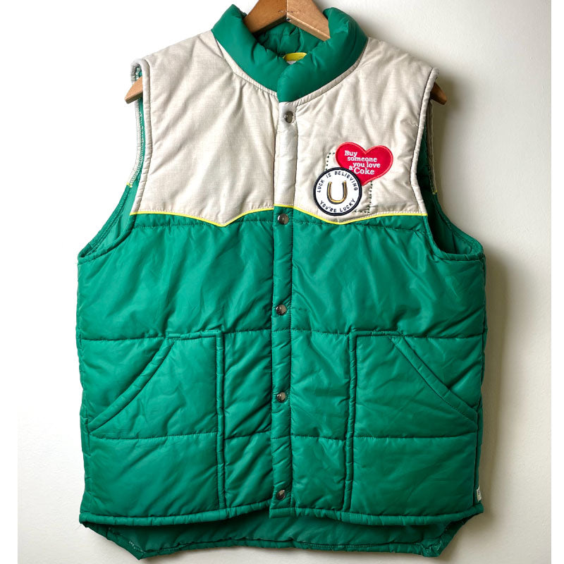 tan and kelly green vest - one of a kind