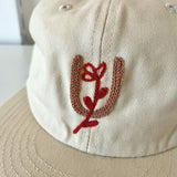 horseshoe + flower chainstitch hat