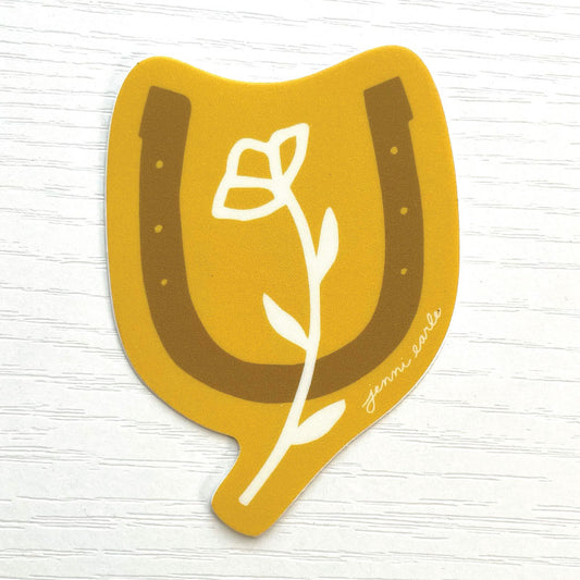 horseshoe + flower gold sticker