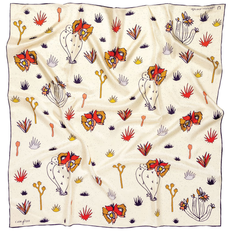 'I am free' cactus silk scarf