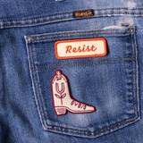 "lucky boot" woven patch