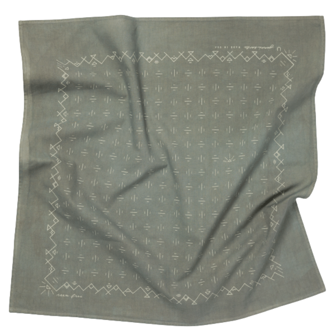 moss green bandana with a subtle pattern on a white background