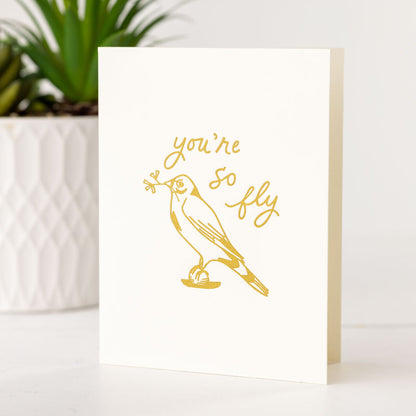 you're so fly letterpress card