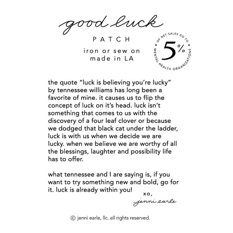 "good luck" woven patch